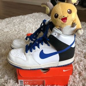 Nike Dunk High White/Blue/Black- Size 9.5 9 1/2